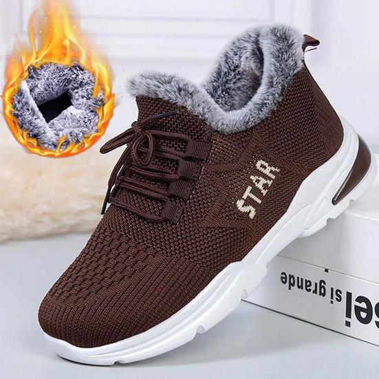 

Женская зимняя дышащая хлопковая обувь на плоской подошве, женская обувь больших размеров с плюшевой утолщенной мягкой подошвой, противоскользящая хлопковая обувь 36 коричневый