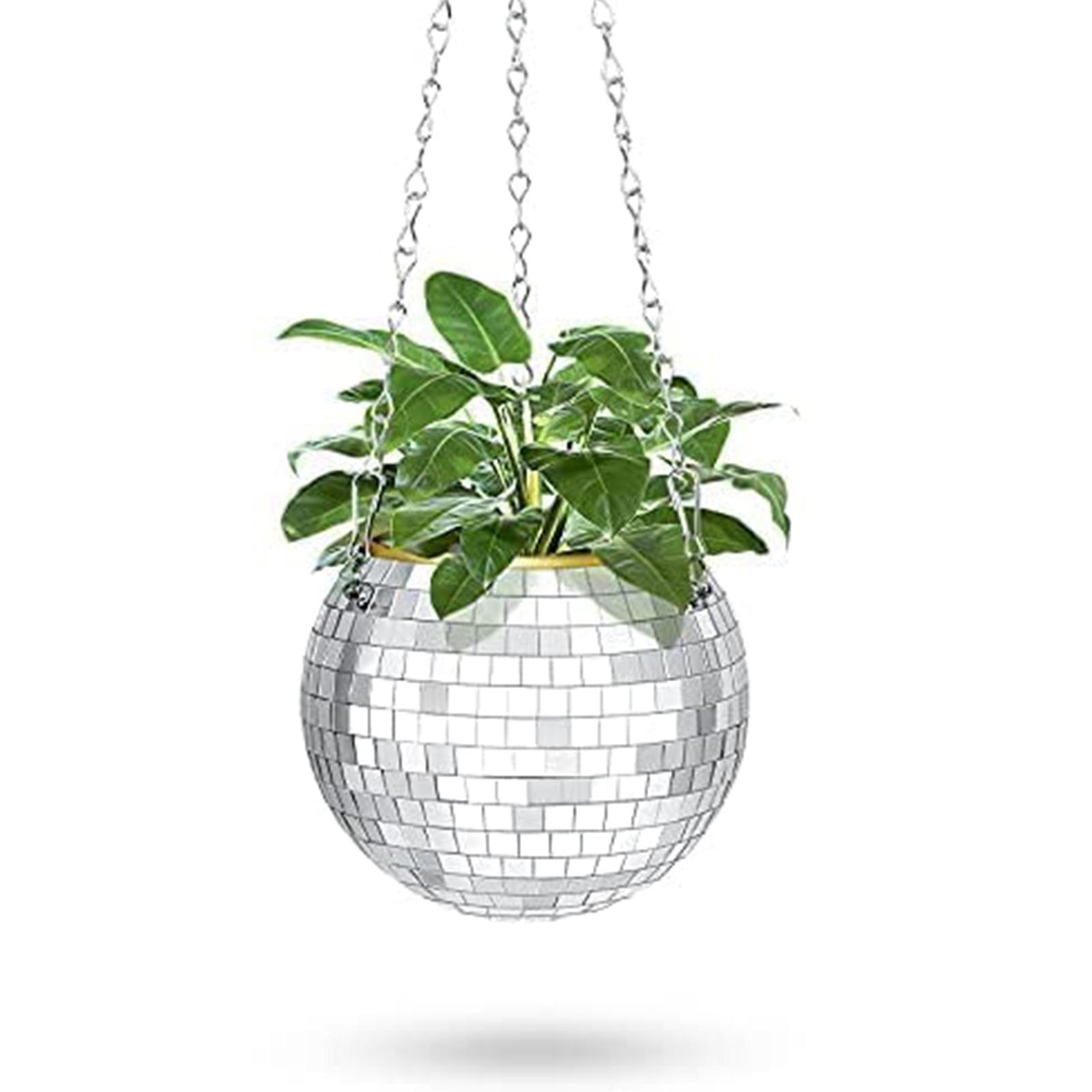 Disco Ball Planter Gardening Creative Hanging Basket Mirror Ball Flower Pot Disco Flower Pot армия зеленый