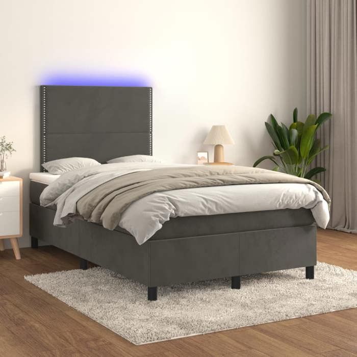 VidaXL Slatted Bed Base with Mattress and LED, Upholstered Bed, Double Bed, Adult Bedroom Interior Bed, 3136054