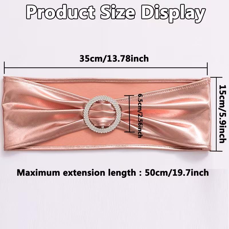 30pcs Elegant Golden Bow Chair Belts Elastic Bow Ribbon Chairs Back Decoration Gold Foil Tie Neatly Sewn Edges Sparkling Buckle