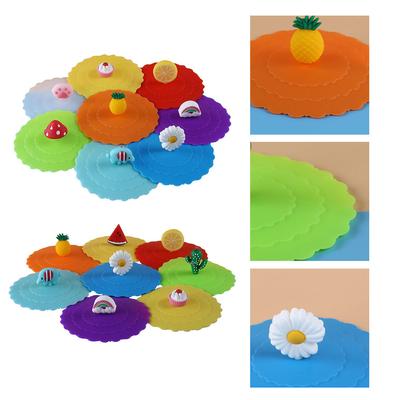 8 tapas selladas de silicona resistentes al calor para tazas térmicas con dibujos animados de grado alimenticio, divertidas y peculiares para el hogar, la oficina, la escuela y el picnic.