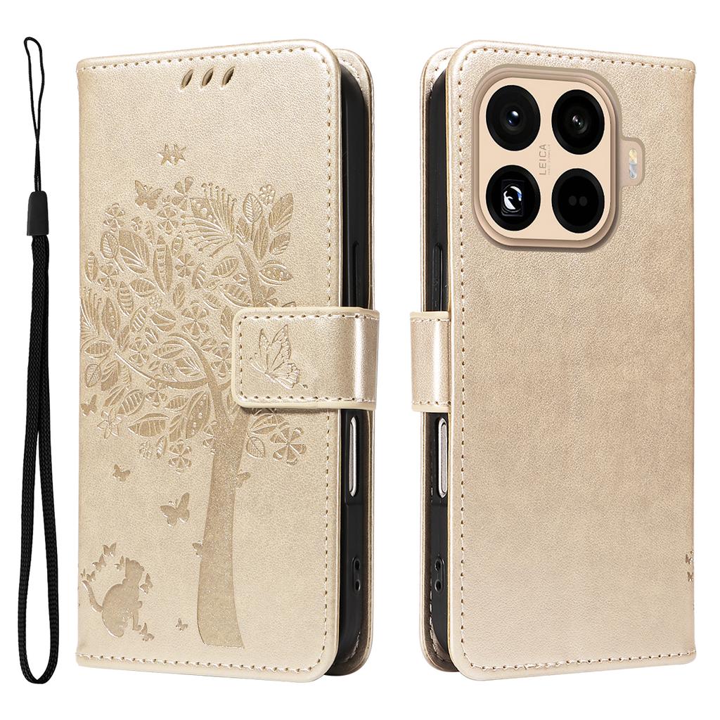 For Xiaomi 15T Pro Phone Case with Stand Cat Tree Pattern Leather Wallet Mobile Cover