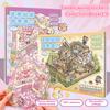 1 Set Cartoon Reisetagebuch Landschaftsaufkleber DIY Spielzeug Spielbücher DIY Miniaturszene Visuelle Stapelaufkleber Geburtstagsgeschenke