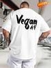 European Size Men'S Summer Casual Vegan Graphic T-Shirt - Navy Blue, Short Sleeve
