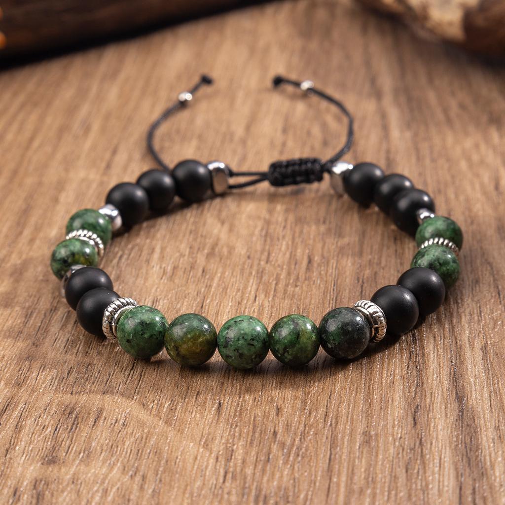 Natural Crystal Bracelet, Red and Green Gemstone, Woven Bracelet, Adjustable, DIY Bracelet, Accessory