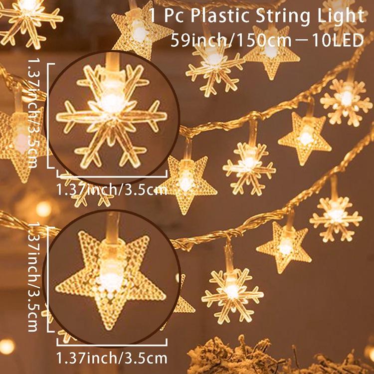 Christmas Tree Snowflake LED String Lights Banner Christmas Decoration 2025 for Home Navidad Xmas Tree Decor Fairy Light Pendant