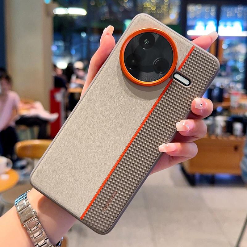 

For Xiaomi Redmi K80 5G/Poco F7 Pro 5G Case Splicing PC + PU Leather Phone Back Cover with Metal Lens Ring/Buttons C