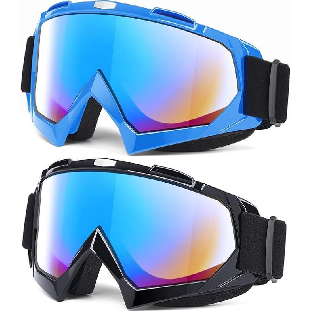 Adult Dirt Bike Goggles, 2-Pack ATV Motorcycle Goggles For Men & Women, Wide Vision Riding Off-Road Goggles