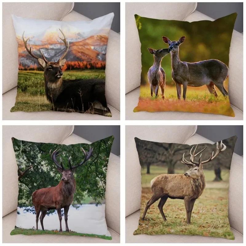 Home Decor Deer In Nature: Realistic Wildlife Cushion Covers Pattern Cushion Cover Suitable For Sofa Bedroom Car Pillow Cover