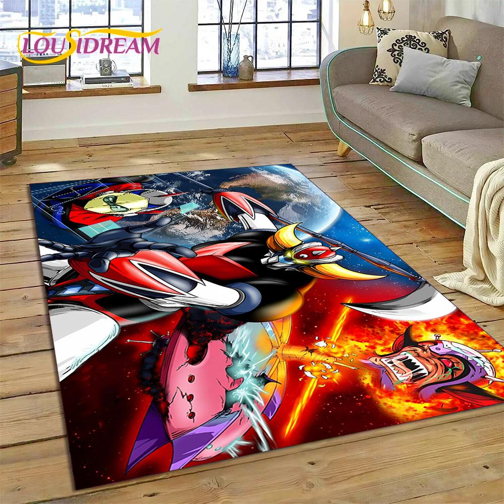3D Kreslený UFO Robot Grendizer Anime Koberec Kobereček pro Ložnici Obývací Pokoj Domácí Dekorace Pohovky, Dětská Hra Velká Dekorační Podložka na Podlahu