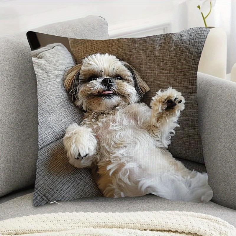 1 Cute Shih Tzu Pillow Cover, Zipper Decorative Cushion Cover