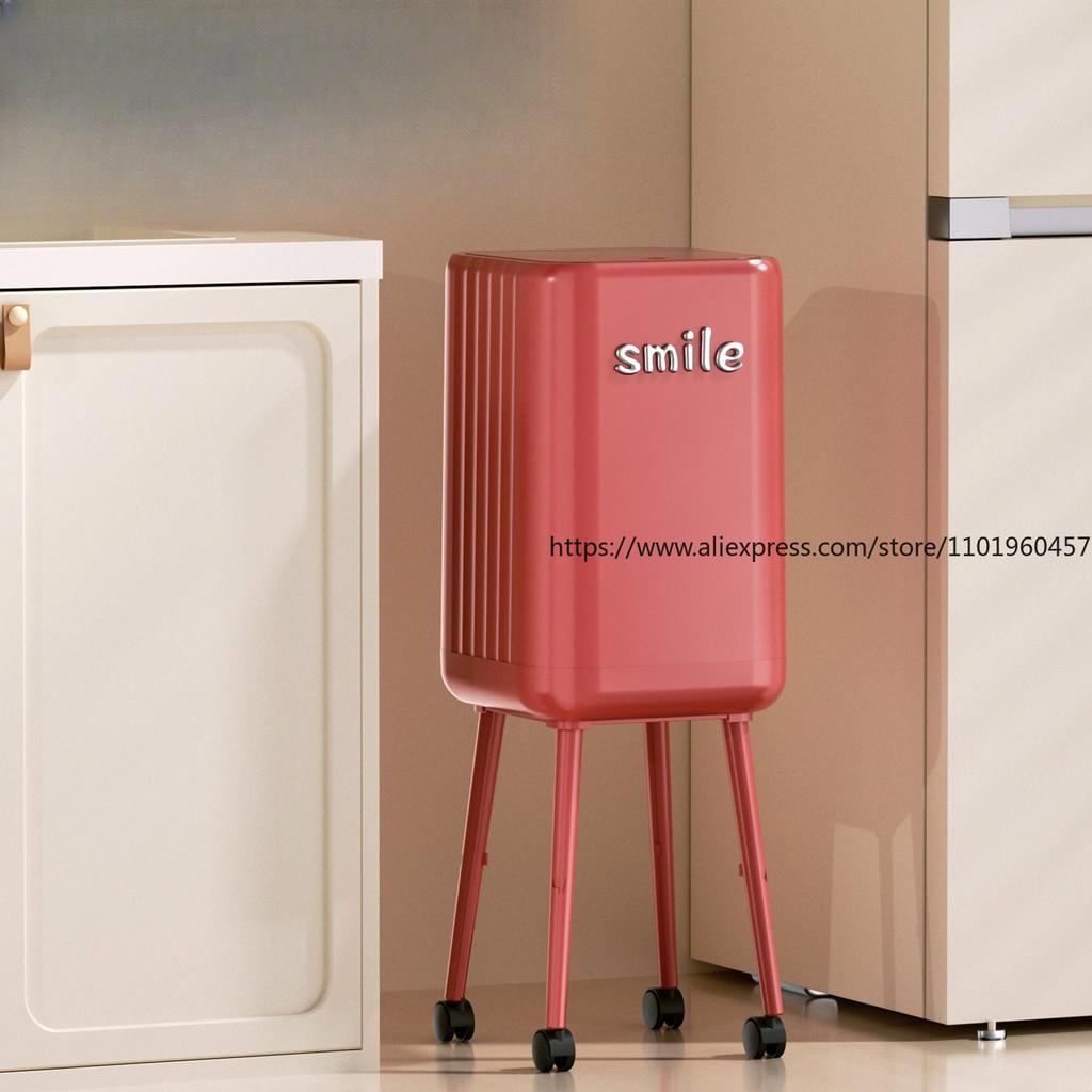 Home Kitchen-Specific Trash Bin Tall Large-Size with Lid Wheels Movable No-Bending Large Capacity Waste Can