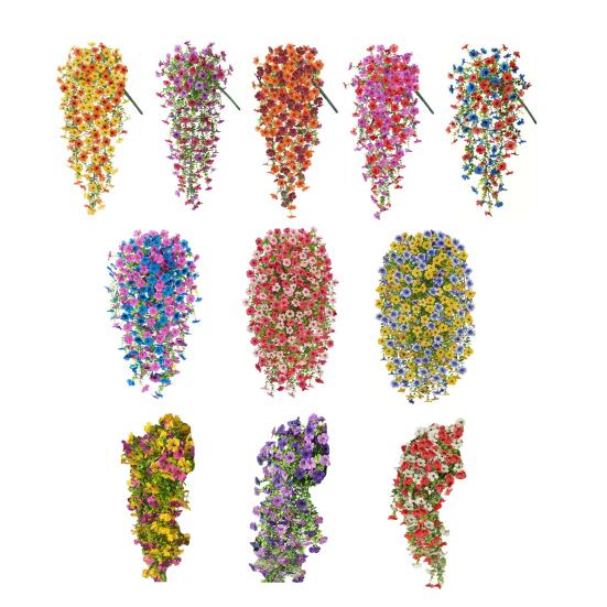 Konstgjord violett vinranka dekoration realistisk UV-beständig falsk blomma rotting inomhus utomhus trädgård veranda uteplats vägghängande konstgjord blomdekor