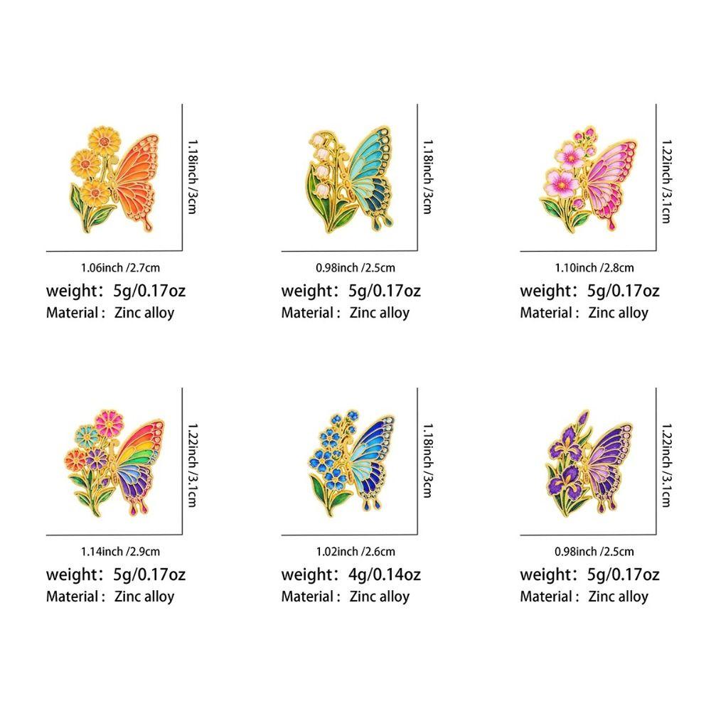 6Pcs Colorful Butterfly Pin Butterfly Shape Decor Badge Fashion Clothing Pin  Gift