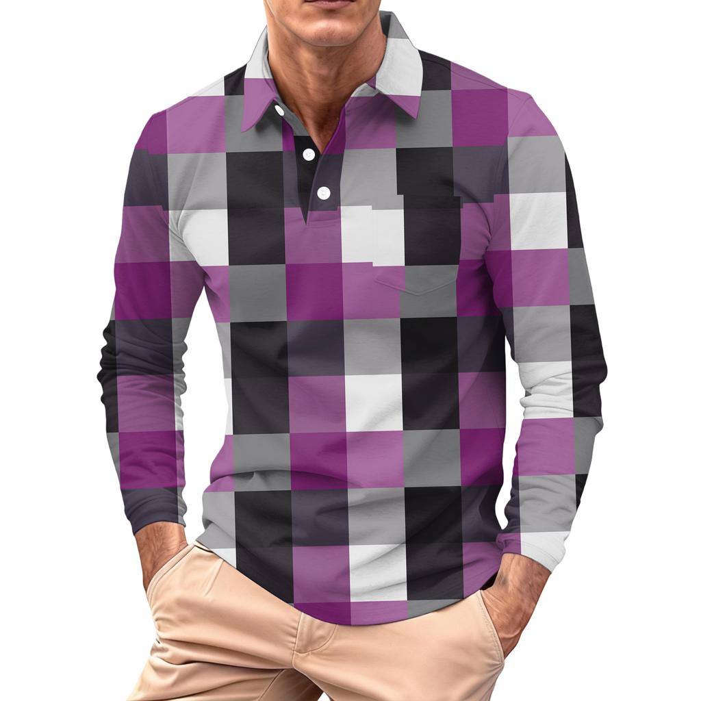 Men's Long-sleeved Collared Button-down Pocket Casual Top