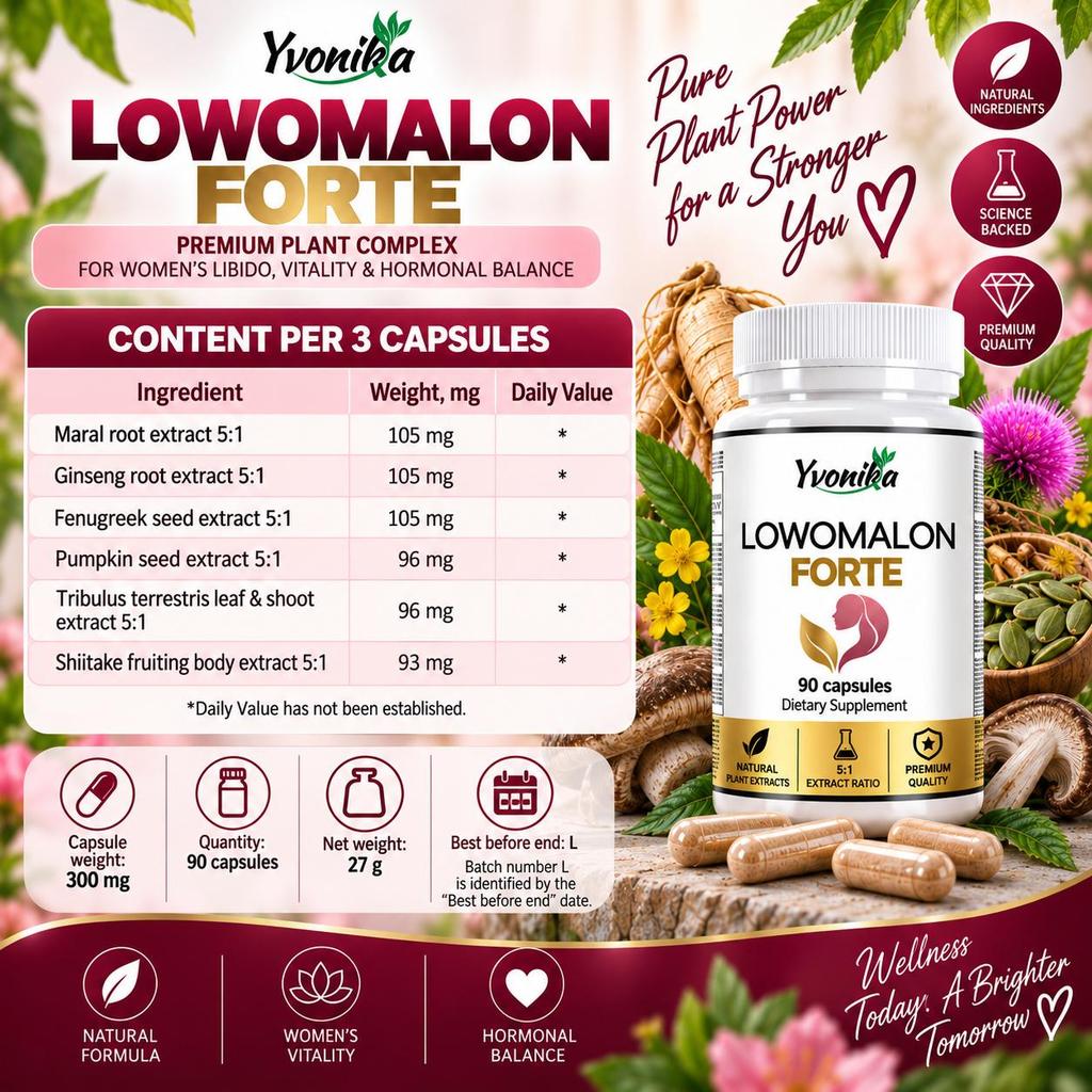 Yvonika Lowomalon Forte – Premium Women’s Libido, Vitality & Hormonal Balance Support, 90 Capsules