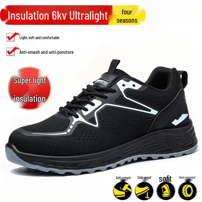 Men's Breathable Summer Safety Shoes with Steel Toe and Midsole Protection