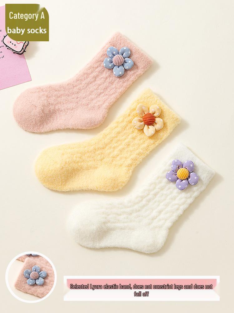 Autumn Winter Coral Velvet Baby Socks - Cartoon Soft, Thick, and Warm for Boys and Girls