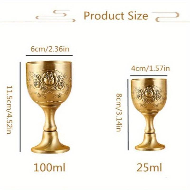 25ml Vintage Goblet Mysterious Chalice Embossed Flower Cup Drinking Cup Metal Goblet Worship Shot Glass Medieval Decoration