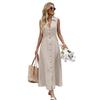Summer New Style Business Casual Blouse Dress - Solid Color, Round Neck, Sleeveless, Full-length Dress