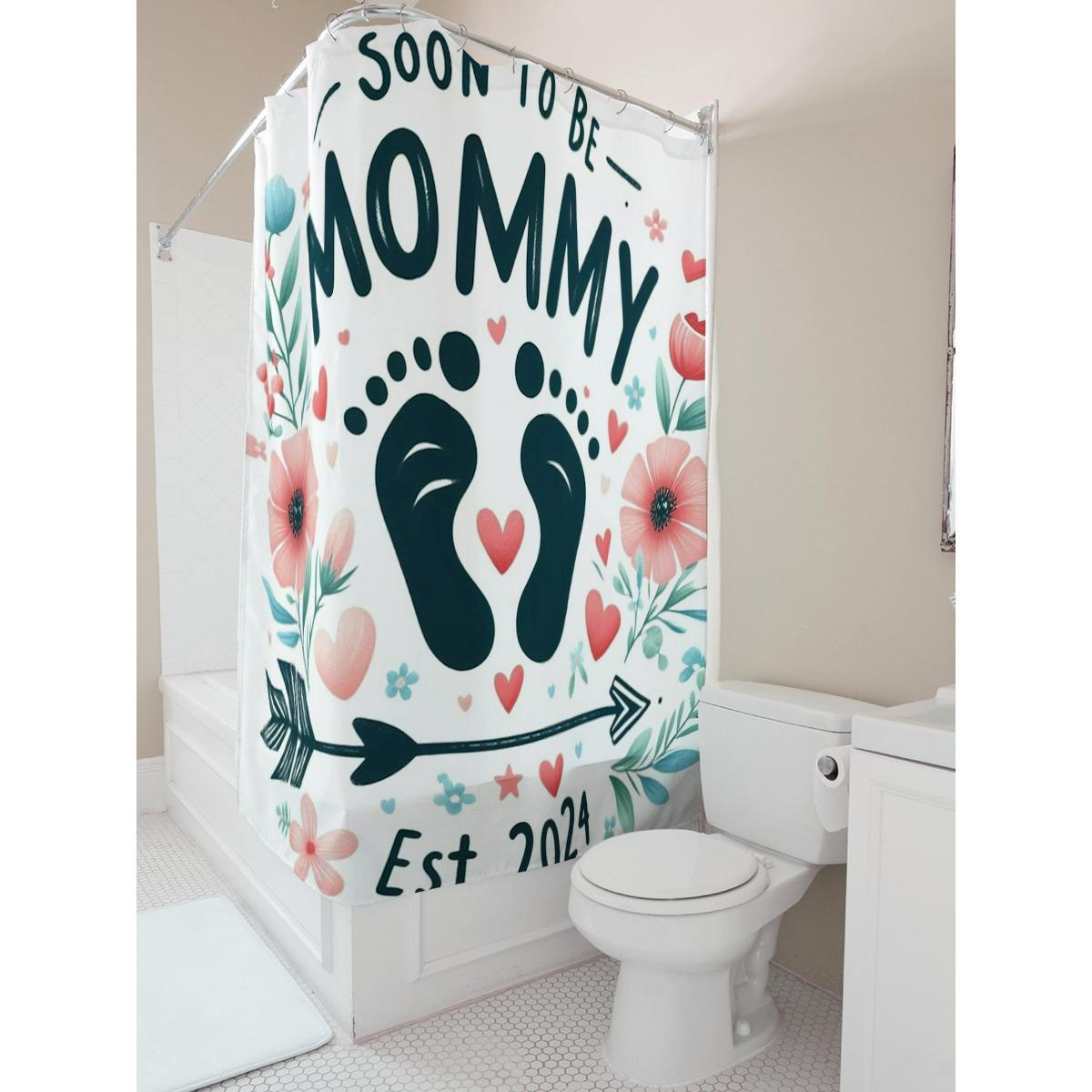 

Soon To Be Mommy Shower Curtain For Bathroom Decoration W60H190(CM)-1 Pcs