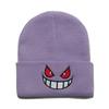 Beanie anime cartoon big mouth red eyes embroidery knitted hat pullover thermal hat autumn and winter wool hat female