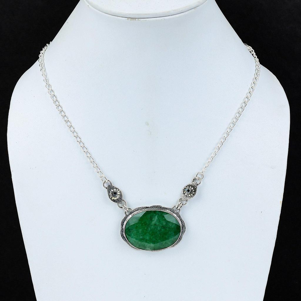Wunderschöner Smaragd Edelstein Handgefertigt 925 Sterling Silber Elektroform Halskette, Smaragd Silber Für Ehefrau Unisex Anhänger Verlobungsgeschenke