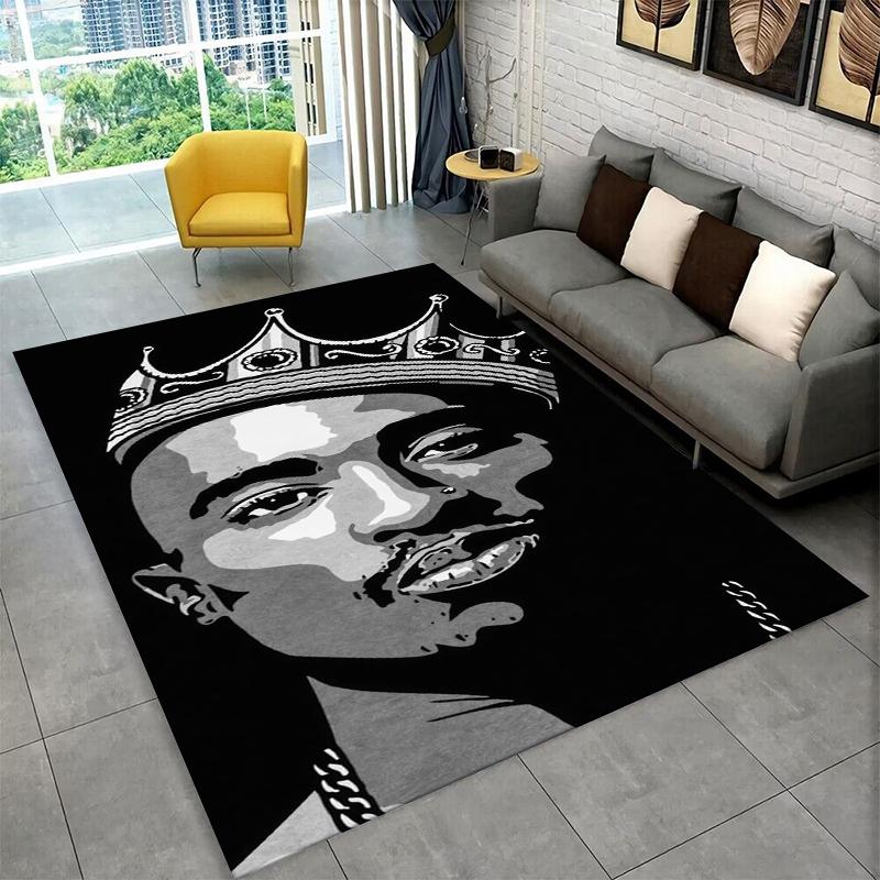 Rapper Eminem Tupac 2pac Hip Hop Rap God Carpet Rug for Playroom Bedroom Living Room Sofa Home Decor,kid Area Rug Non-slip