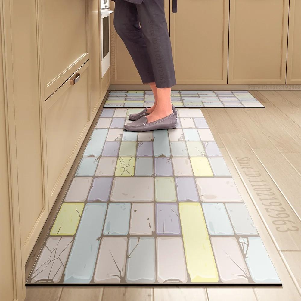 Kitchen Mat Absorbent Printed Kitchen Rugs Non-slip Area Mat Hallway Long Carpets for Living Room Bedroom Entrance Doormat Bath