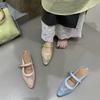 New Mesh Lace Bag Head Half Slippers Women Summer Wear Half Single Shoes Cool Slippers
