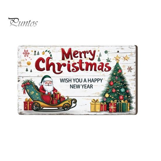 Christmas Gifts for Friends Santa Wooden Round Wall Decor, Vintage Hanging Ornaments, Handcrafted Pine Wood Holiday Signs Sign Door Window Wall,