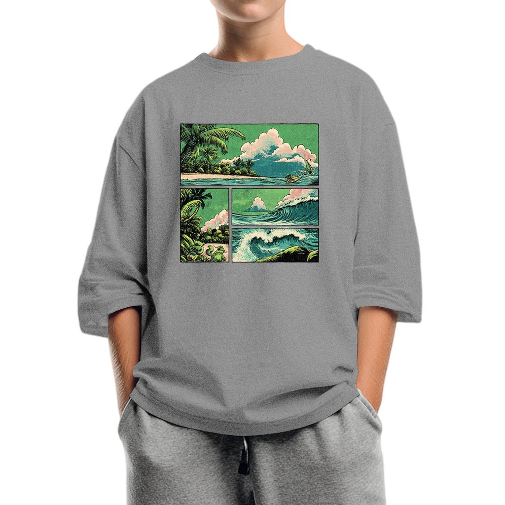 Children's Fashion Printed Round Neck Seven Sleeve Top Casual T-Shirt