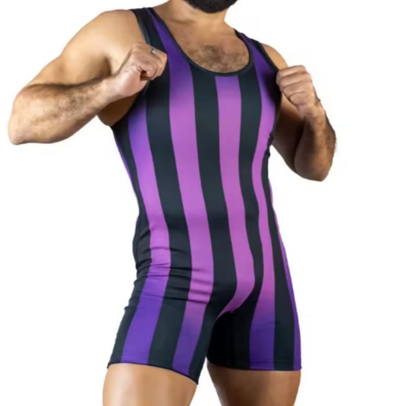 High Stretch One-piece Athletic Suit Wrestling Weightlifting Gymnastics Fitness Training