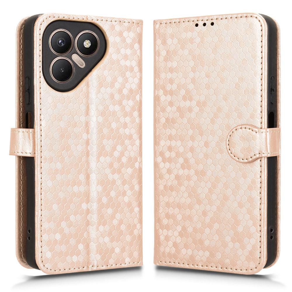 

Для TECNO Pova 7 4G Чехол-кошелек Тиснение точками Искусственная кожа Чехол для телефона с ремешком на запястье Rose Gold