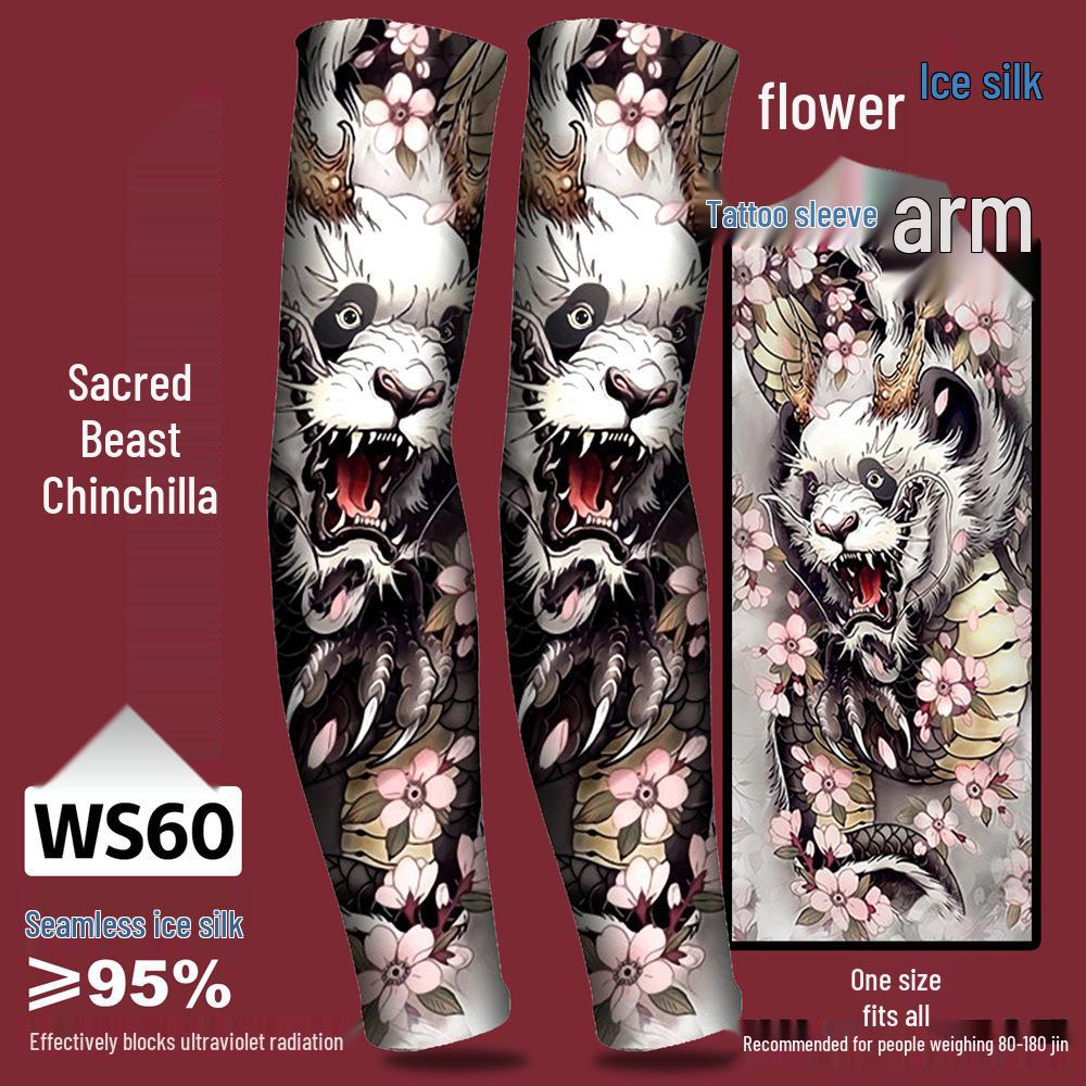 Ice Silk Tattoo Sun Protection Sleeves for Men & Women - Summer Driving, Cycling, Flower Design Arm Shades