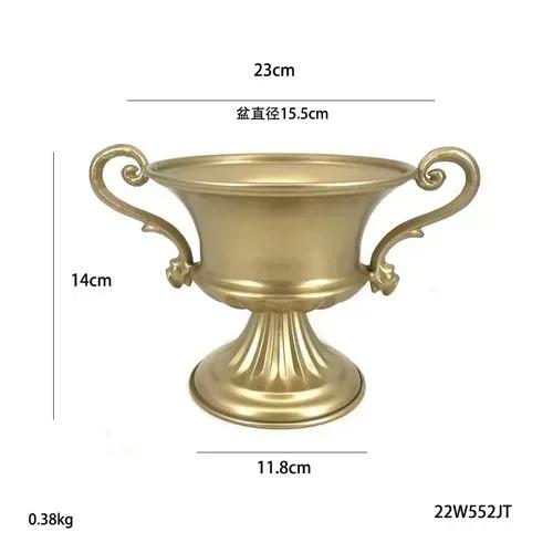 Golden Home Tabletop Floral Arrangements Wedding Atmosphere Decoration Floral Arrangements Green Plant Flower Vase Flower Holder