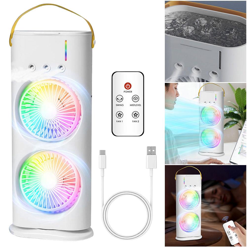 Evaporative Air Cooler 3 Speeds Humidifier Fan LED Night Lights Small Cooling Fan for Room Bedroom Office