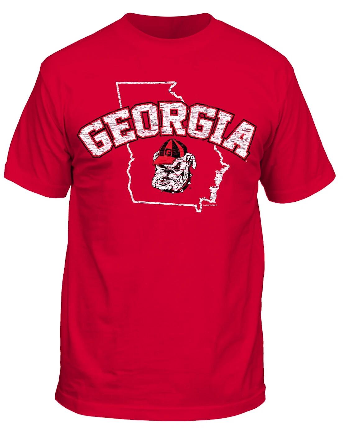 Georgia Bulldogs Men s College Distressed State Arch Logo Short Sleeve T shirt 2XL