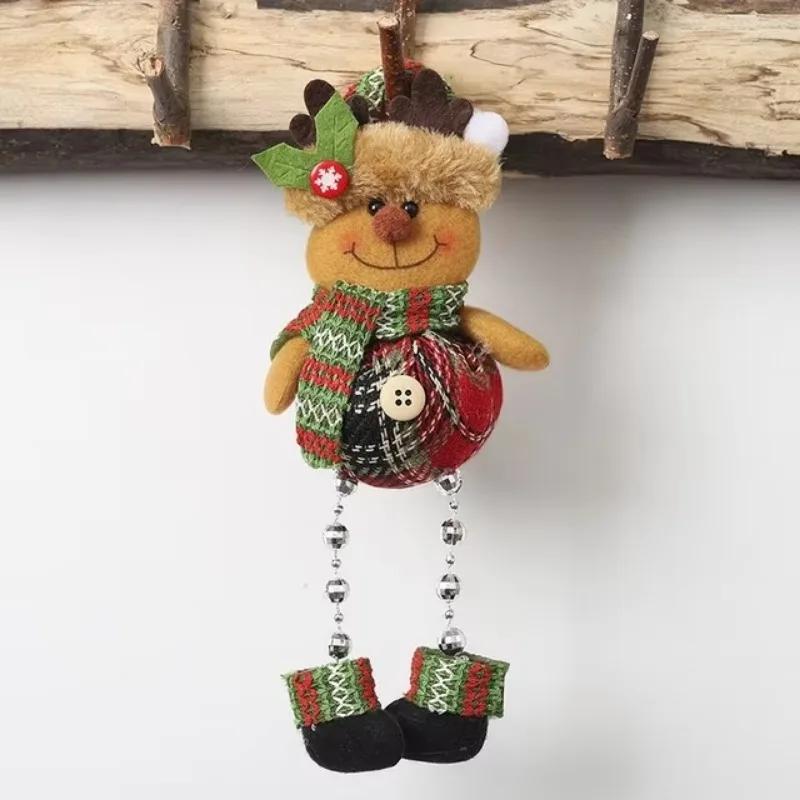 1 Pcs Christmas Decorations Window Decorations Room Decorations Small Figurines Plaid Cloth Beads Legs Holiday Pendants Gifts
