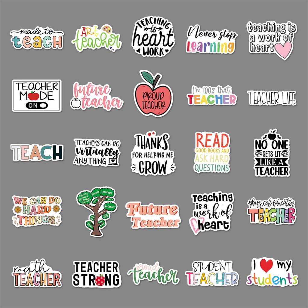 50 Photos of Teacher Graffiti Personalized Inspirational English Decorative Guitar Mobile Phone Case Waterproof Suitcase Stickers