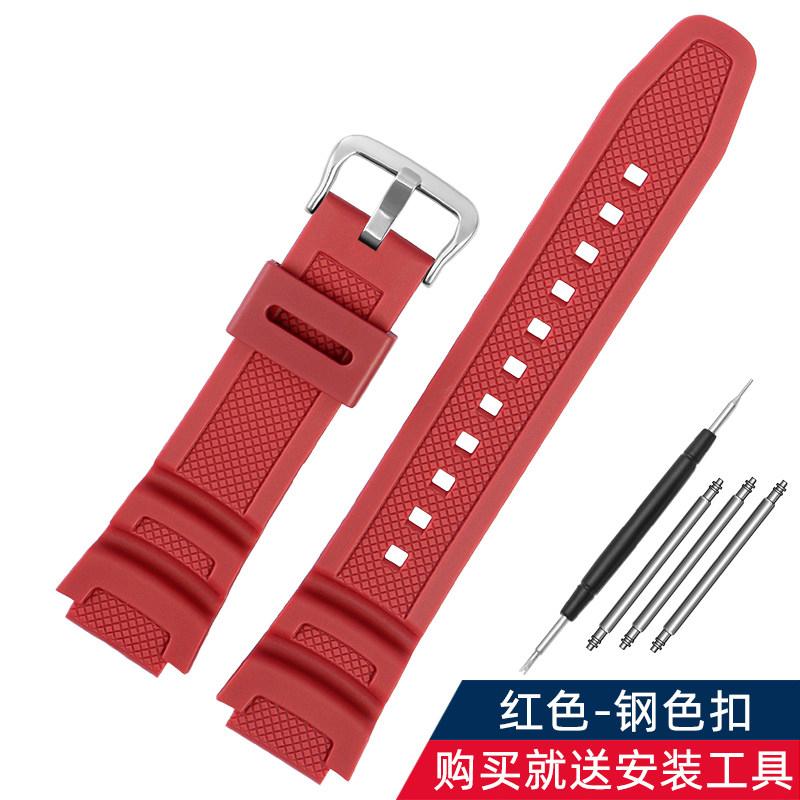 Gummi-Uhrenarmband für Casio AE-1200WH 1300WH 1000W W-216H SGW500 F-108WH Edelstahlschließe 18mm AE-1000W Mrn Uhrenarmband