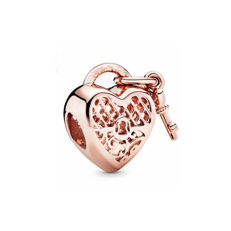 New Authentic Copper Plated Rosegold Heart Bird Butterfly Bead Charms Flower Charm Bead Charms Compatible With Pandora Bracelets Necklaces Women Diy J