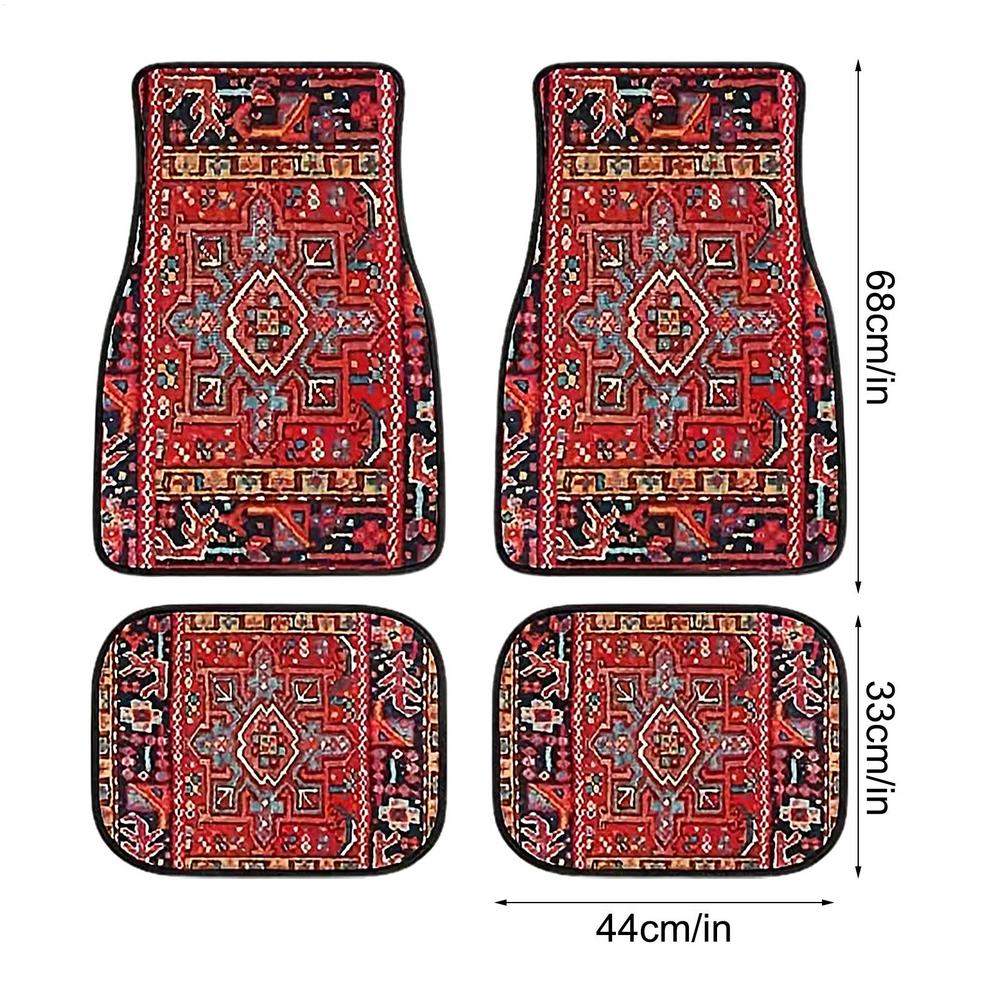 Turkish Persian Style Carpet Car Floor Mats European Ethnic Boho Car Floor Mats Pad 4Pcs Front And Rear Mats Set Car Accessories