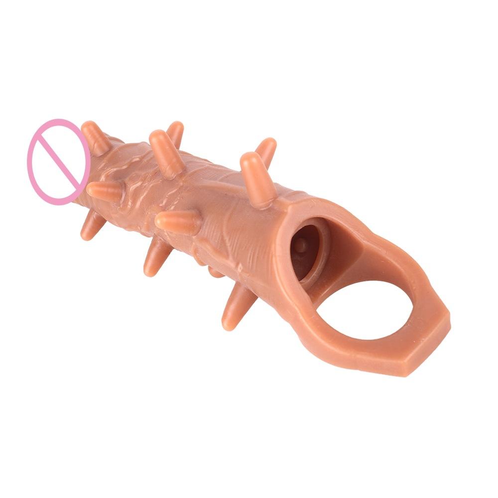 Simulation Penis Sets No. plus-Sized Barbed Exotic Condom Sex Toys Vibrating Penis Silicone Crystal Cover