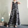 Ärmelloses Übergröße Baumwolle Vintage Blumenmuster Neu eingetroffen Kleider für Damen lässig locker langes Sommerkleid