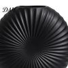 Modern Entrance Table Decor Oblate Circular Radial Texture Decorative Vase, Floral Container for Living Room Entryway, Dining Flower Vessel