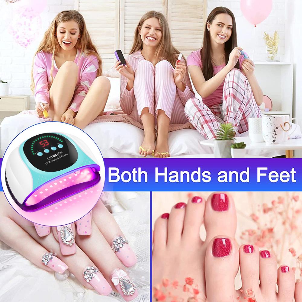 256W UV LED Red Light Nail Lamp for Gel Nail Polish With 57 Lamp Beads Auto Sensor and 4 Timers Professional LED Nail Dryer