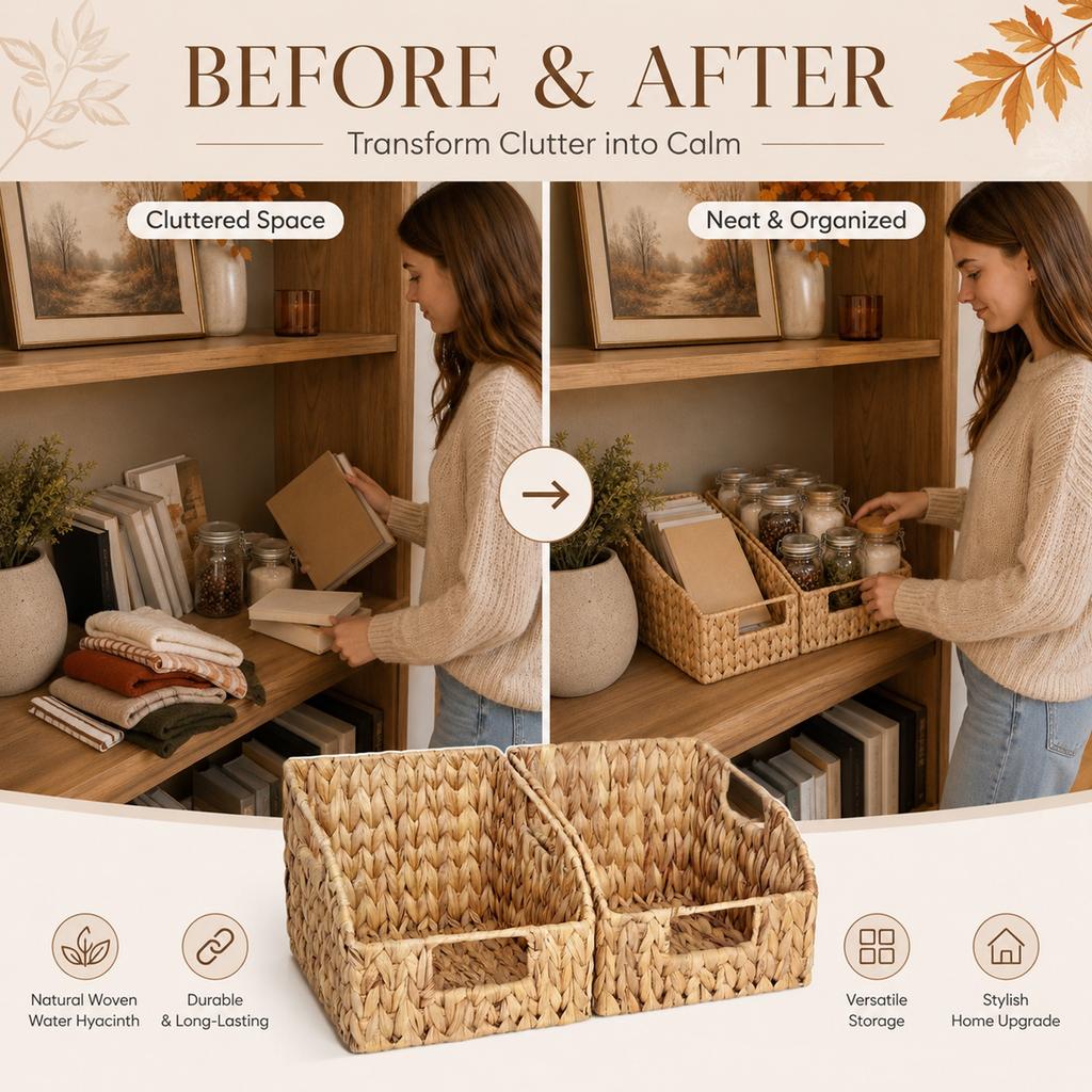 Woven Storage Basket for Desk Coffee Table - Multipurpose for Snacks and Cosmetics