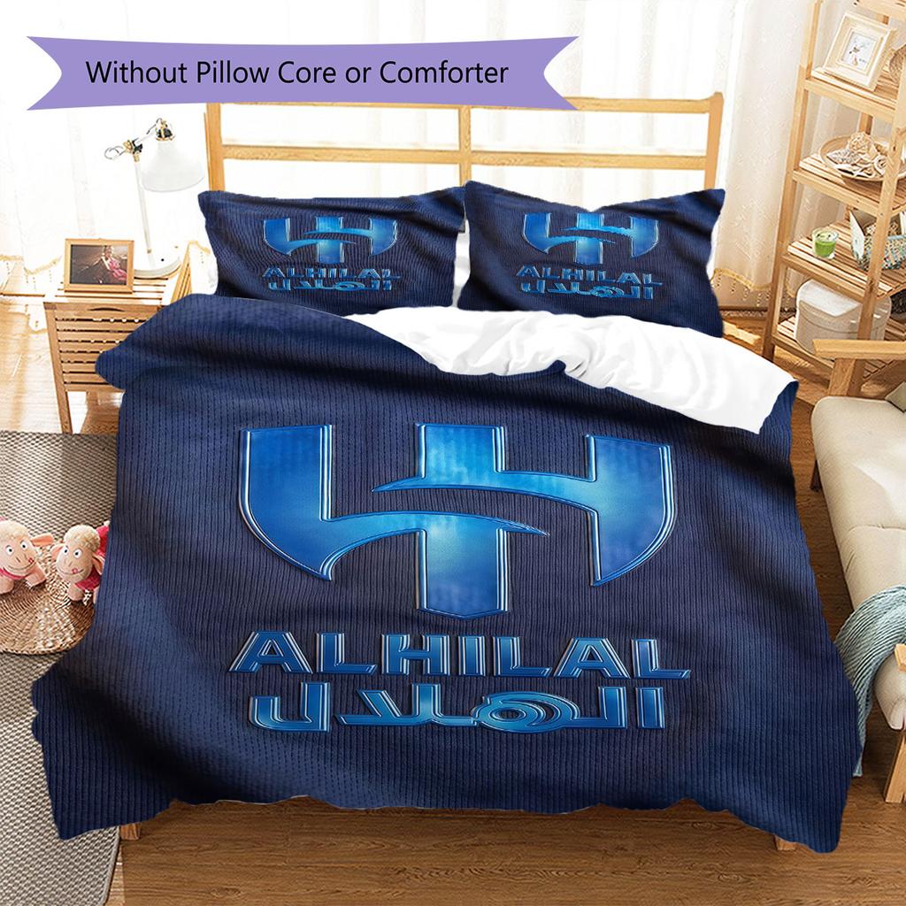 Al-Hilal Saudi FC Pattern Bedding,Quilt Set Quilt Cover Pillowcase Home Birthday Gift(1 * duvet cover + 2 * pillowcase, without core)