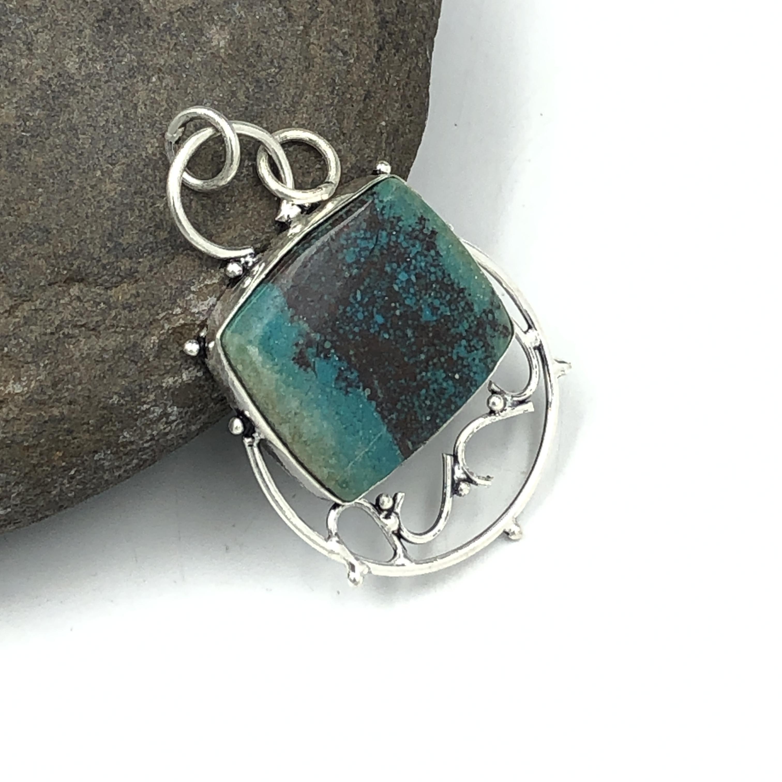 Natural Shattukite Gemstone 925 Sterling Silver Jewelry Designer Pendant 1.79 AJP-136